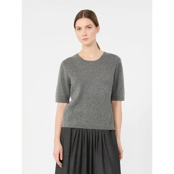 Max Mara Ananas Short Sleeved Cashmere Jumper in Dark Grey | Sweaters | Coveti