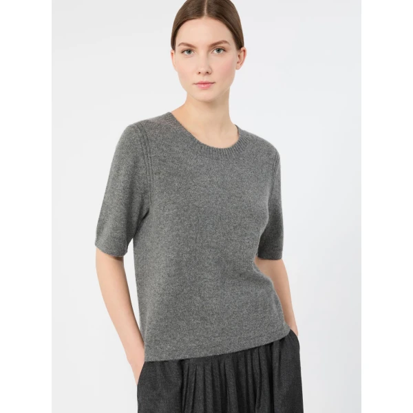 Max Mara Ananas Short Sleeved Cashmere Jumper in Dark Grey | Sweaters | Coveti