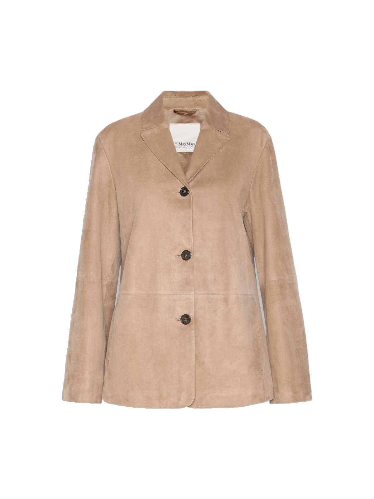 Max Mara Ancora Single-Breasted Suede Jacket in Natural Max Mara Ancora Single-Breasted Suede Jacket in Natural | Leather Jackets | Coveti