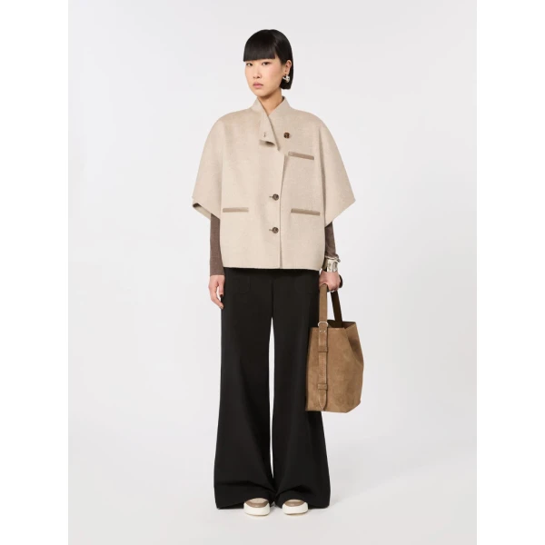 Max Mara Andalo Lightweight Cashmere Cape in Stone Grey | Coats | Coveti