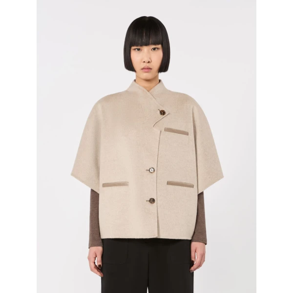 Max Mara Andalo Lightweight Cashmere Cape in Stone Grey | Coats | Coveti