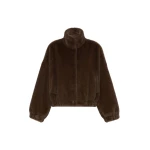 Max Mara Anemone Fluffy Textured Cropped Jacket in Brown | Jackets | Coveti