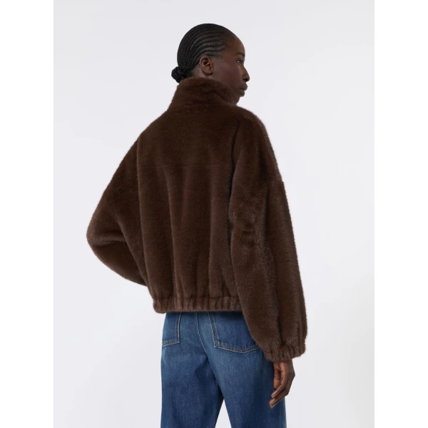 Max Mara Anemone Fluffy Textured Cropped Jacket in Brown | Jackets | Coveti