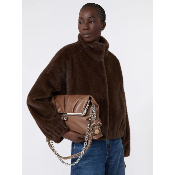 Max Mara Anemone Fluffy Textured Cropped Jacket in Brown | Jackets | Coveti