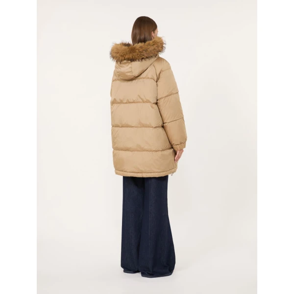 Max Mara Anfora Reversible Water-Repellent Midi Parka in Camel | Coats | Coveti