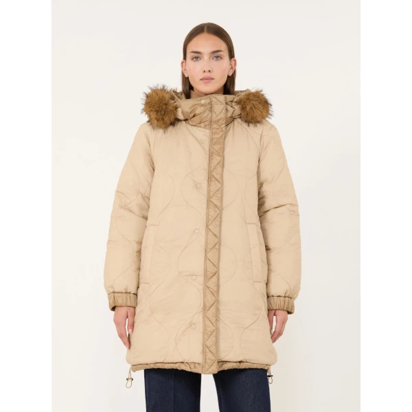 Max Mara Anfora Reversible Water-Repellent Midi Parka in Camel | Coats | Coveti