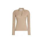 Max Mara Angel Cashmere Yarn Polo Sweater in Sand | Sweaters | Coveti