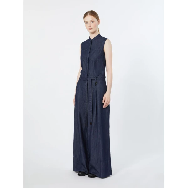 Max Mara Angel Cotton Denim Jumpsuit in Midnight Blue | Jumpsuit | Coveti