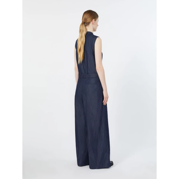 Max Mara Angel Cotton Denim Jumpsuit in Midnight Blue | Jumpsuit | Coveti