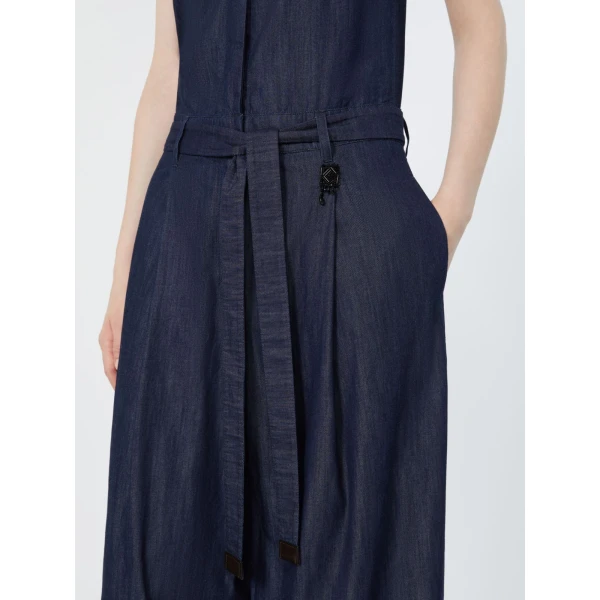 Max Mara Angel Cotton Denim Jumpsuit in Midnight Blue | Jumpsuit | Coveti