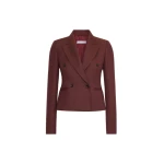 Max Mara Angizia Denim-Effect Wool Double-Breasted Jacket in Rust | Denim | Coveti