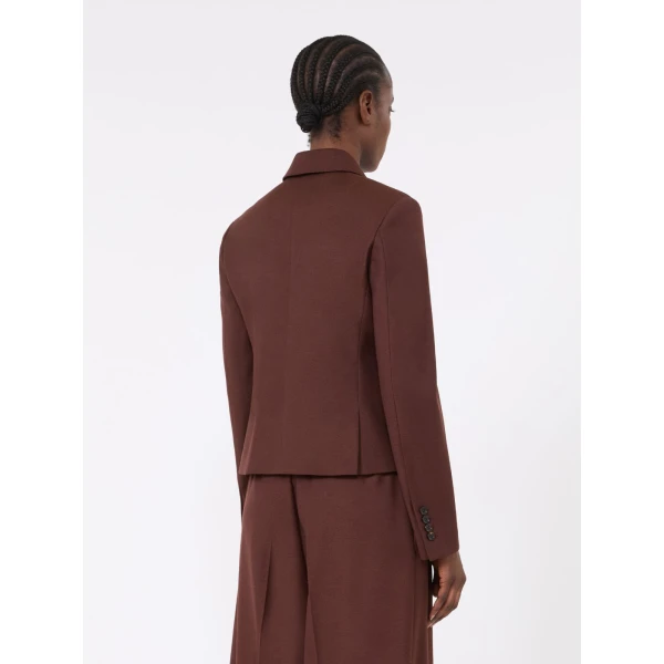 Max Mara Angizia Denim-Effect Wool Double-Breasted Jacket in Rust | Denim | Coveti