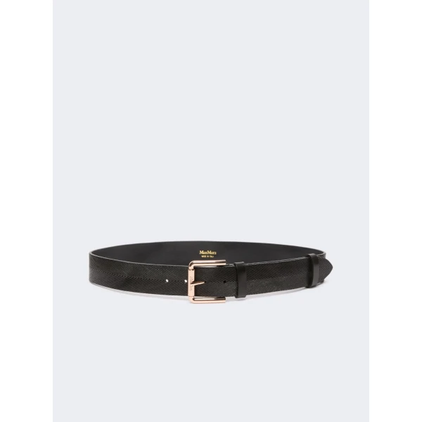 Max Mara Angizia Leather Belt in Black | Belts | Coveti