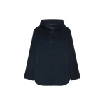 Max Mara Anita Hooded Double Wool Drap Coat in Midnight Blue | Wool Coat | Coveti