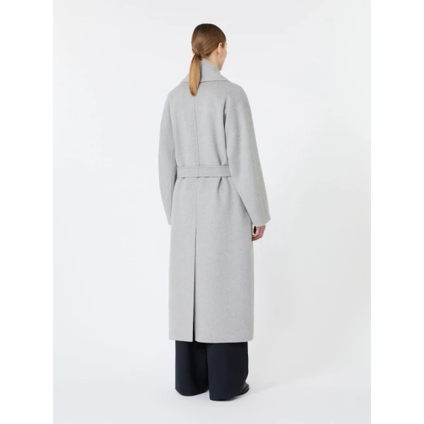 Max Mara Anna Double Wool Robe Coat in Pearl Grey | Wool Coat | Coveti