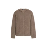 Max Mara Anne Brushed Yak Wool Hooded Cardigan in Beige | Cardigan | Coveti