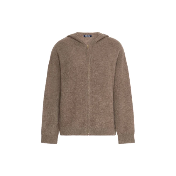 Max Mara Anne Brushed Yak Wool Hooded Cardigan in Beige | Cardigan | Coveti