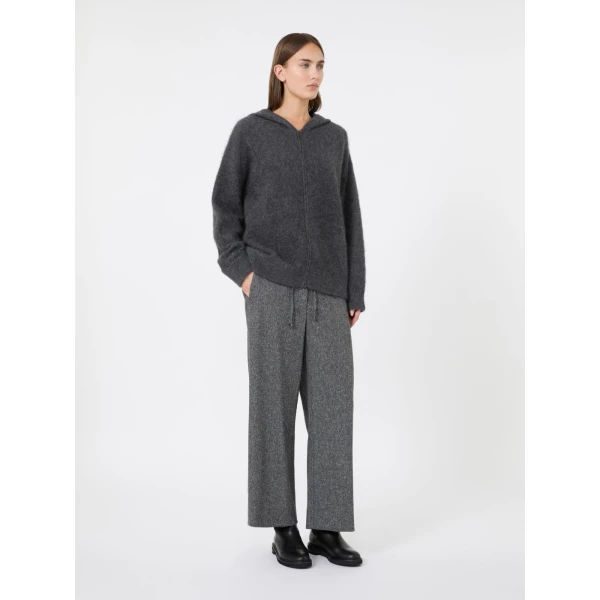 Max Mara Anne Brushed Yak Wool Hooded Cardigan in Medium Grey | Cardigan | Coveti