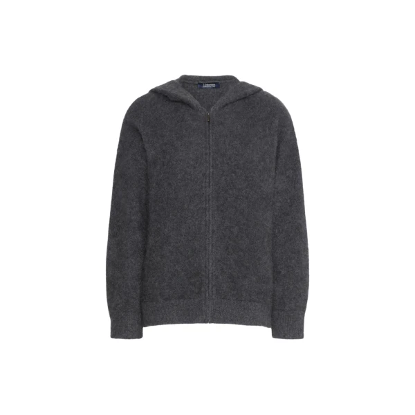 Anne Brushed Yak Wool Hooded Cardigan in Medium Grey