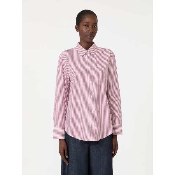 Max Mara Anthea Classic Cotton Shirt in Bordeaux | Shirts | Coveti