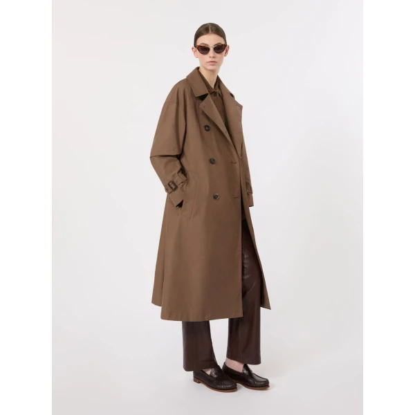Max Mara Antonia Water-Repellent Cotton Twill Midi Trench Coat in Brown | Trench Coat | Coveti