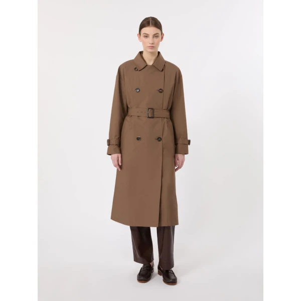 Max Mara Antonia Water-Repellent Cotton Twill Midi Trench Coat in Brown | Trench Coat | Coveti