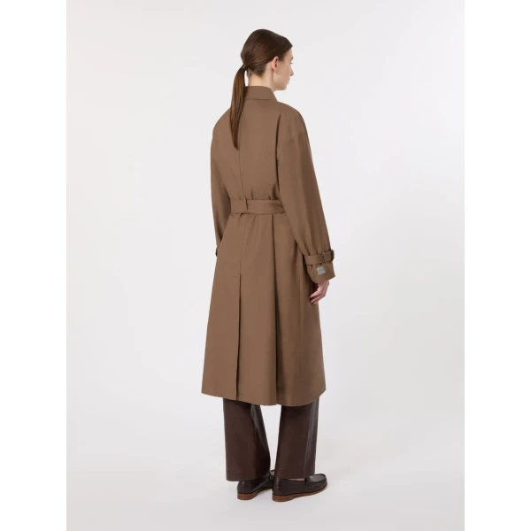 Max Mara Antonia Water-Repellent Cotton Twill Midi Trench Coat in Brown | Trench Coat | Coveti