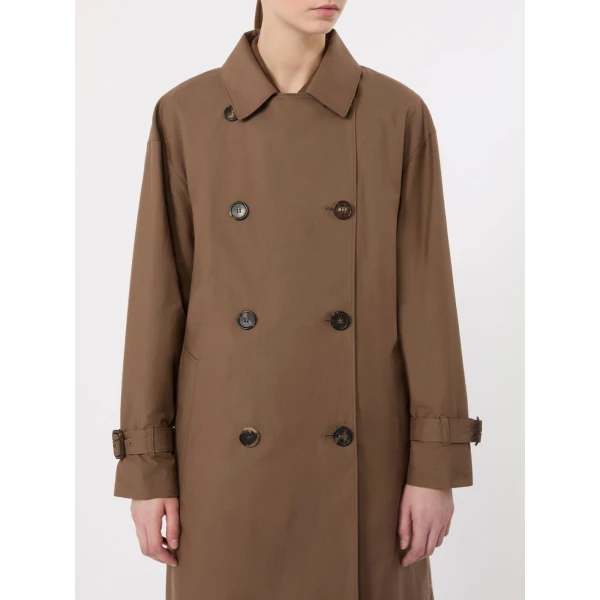 Max Mara Antonia Water-Repellent Cotton Twill Midi Trench Coat in Brown | Trench Coat | Coveti