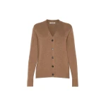 Max Mara Apollo Wool Cardigan with Elbow Patches in Camel | Cardigan | Coveti