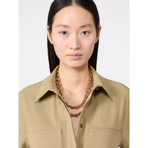 Max Mara Aquila Long Link Necklace in Bronze | Necklace | Coveti