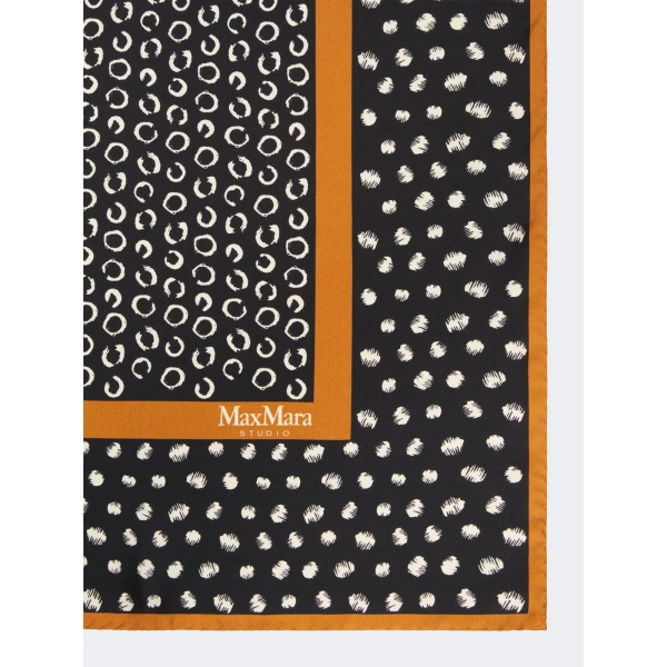 Max Mara Aquila Printed Silk Scarf in Black | Scarves | Coveti