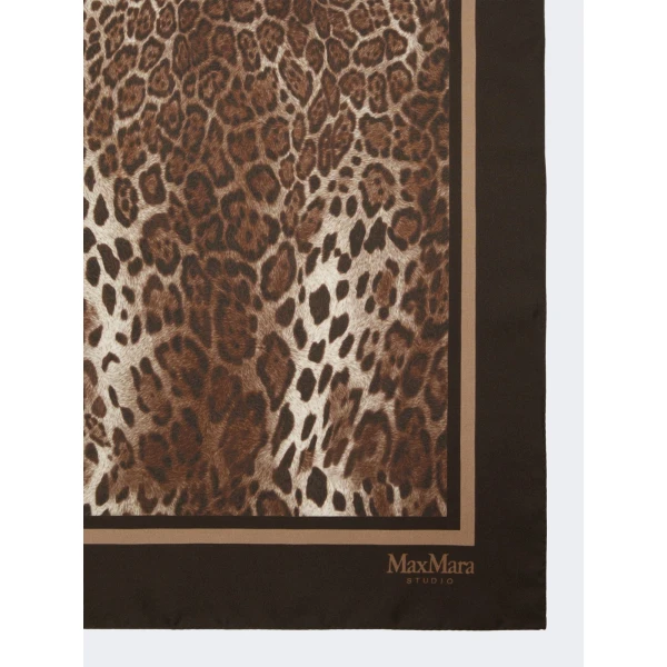Max Mara Aquila Printed Silk Scarf in Caramel | Scarves | Coveti