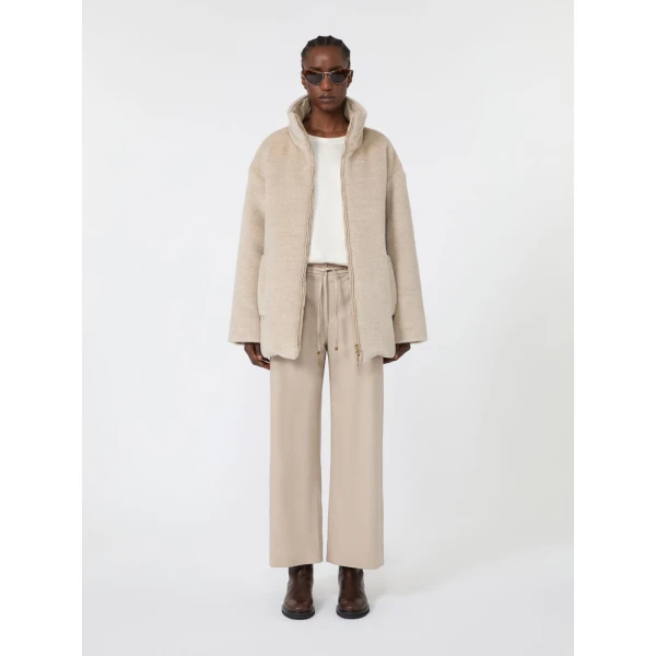Max Mara Arancio Reversible Wool and Alpaca Puffer Jacket in Albino White | Jackets | Coveti