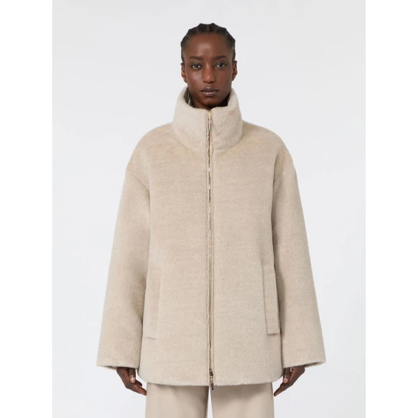 Max Mara Arancio Reversible Wool and Alpaca Puffer Jacket in Albino White | Jackets | Coveti