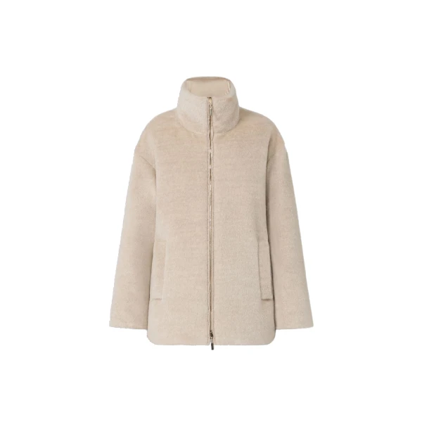 Max Mara Arancio Reversible Wool and Alpaca Puffer Jacket in Albino White | Jackets | Coveti