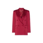 Max Mara Arca Double-Breasted Envers Satin Blazer in Ruby | Blazers | Coveti
