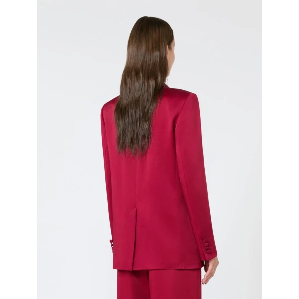 Max Mara Arca Double-Breasted Envers Satin Blazer in Ruby | Blazers | Coveti