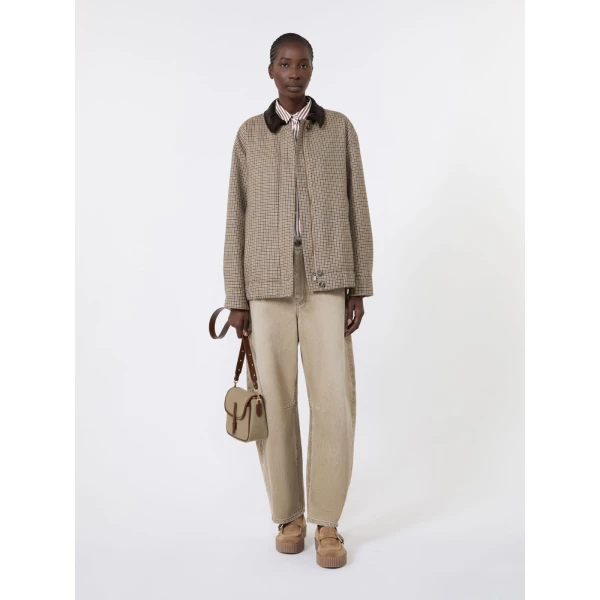 Max Mara Arcadia Worn-Look Denim Barrel-Leg Jeans in Beige | Denim | Coveti