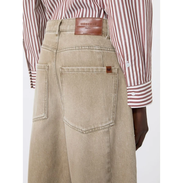 Max Mara Arcadia Worn-Look Denim Barrel-Leg Jeans in Beige | Denim | Coveti