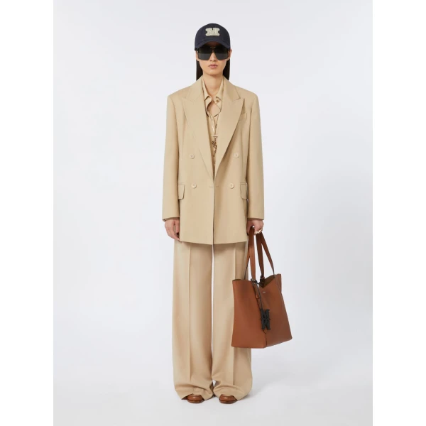 Max Mara Archetipo Leather Handbag in Amber Brown | Totes & Top-Handle Bags | Coveti