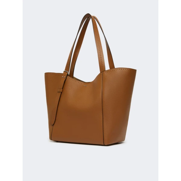 Max Mara Archetipo Leather Handbag in Amber Brown | Totes & Top-Handle Bags | Coveti
