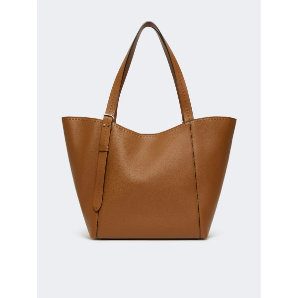 Max Mara Archetipo Leather Handbag in Amber Brown | Totes & Top-Handle Bags | Coveti