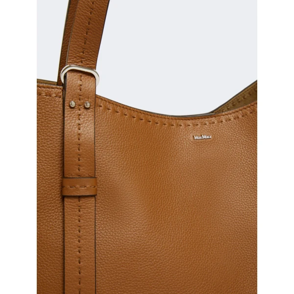 Max Mara Archetipo Leather Handbag in Amber Brown | Totes & Top-Handle Bags | Coveti
