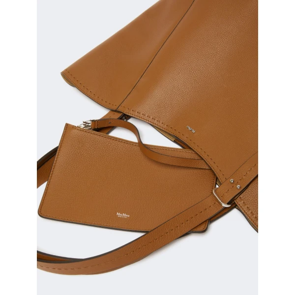 Max Mara Archetipo Leather Handbag in Amber Brown | Totes & Top-Handle Bags | Coveti