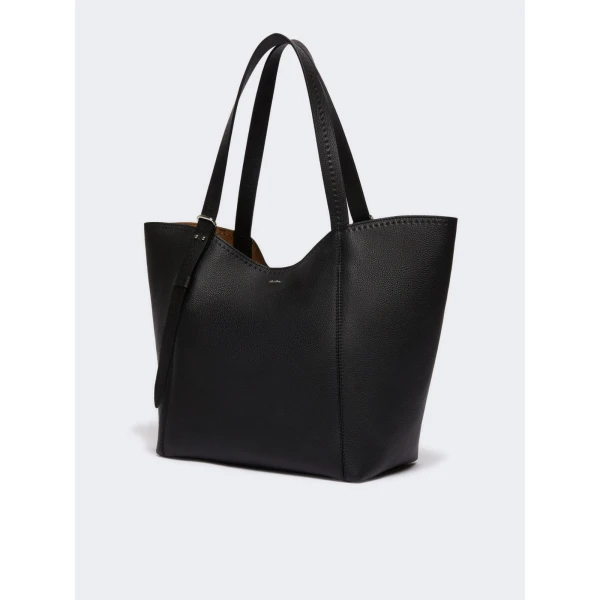Max Mara Archetipo Leather Handbag in Black | Totes & Top-Handle Bags | Coveti