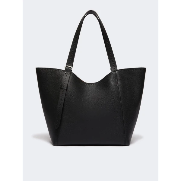 Max Mara Archetipo Leather Handbag in Black | Totes & Top-Handle Bags | Coveti