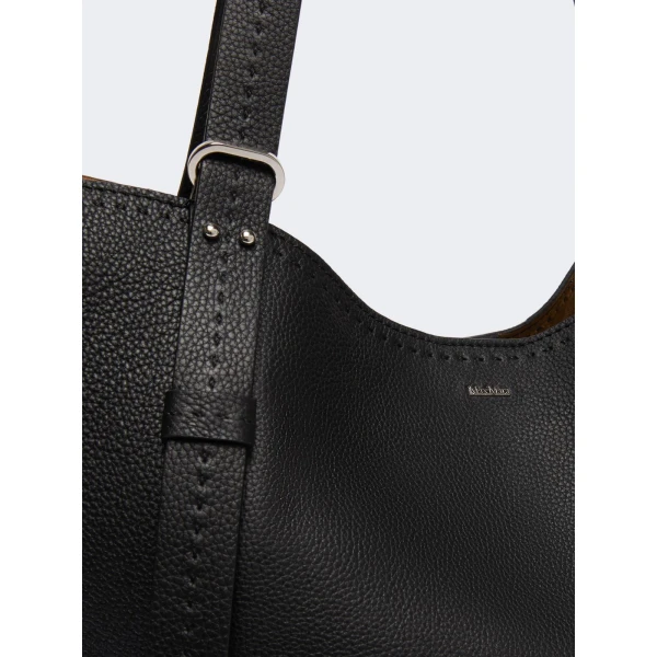 Max Mara Archetipo Leather Handbag in Black | Totes & Top-Handle Bags | Coveti