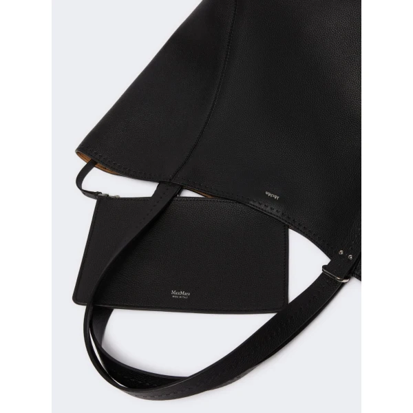 Max Mara Archetipo Leather Handbag in Black | Totes & Top-Handle Bags | Coveti