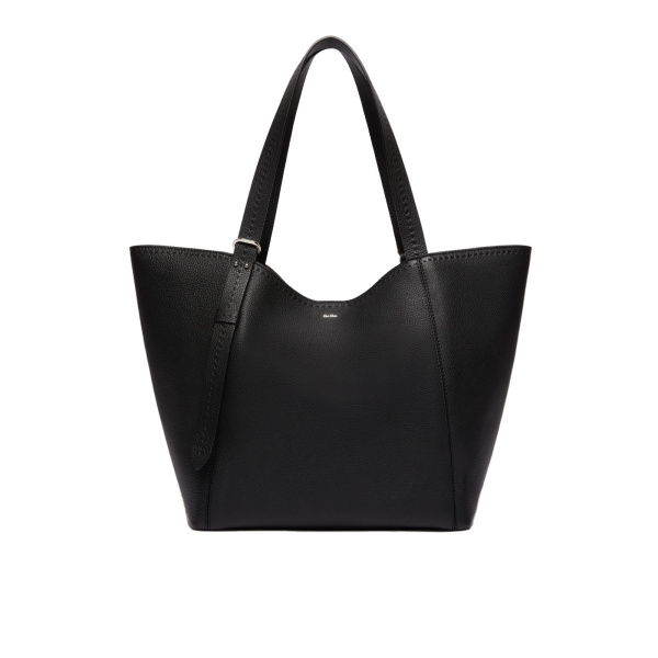 Max Mara Archetipo Leather Handbag in Black | Totes & Top-Handle Bags | Coveti