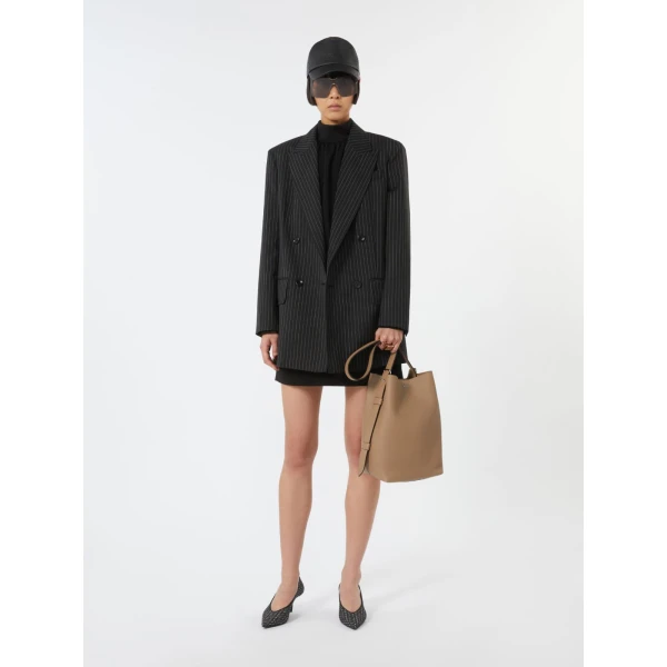 Max Mara Archetipo Medium Leather Bag in Mud | Totes & Top-Handle Bags | Coveti